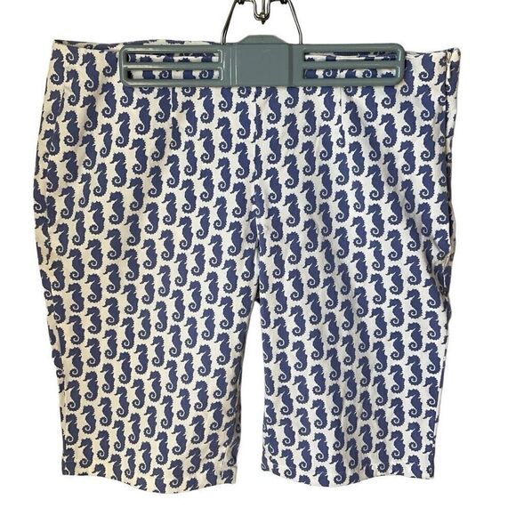 Brooks Brothers 346 Natalie Fit Seahorse Shorts, Size 8. White with Periwinkle S - Picture 2 of 12
